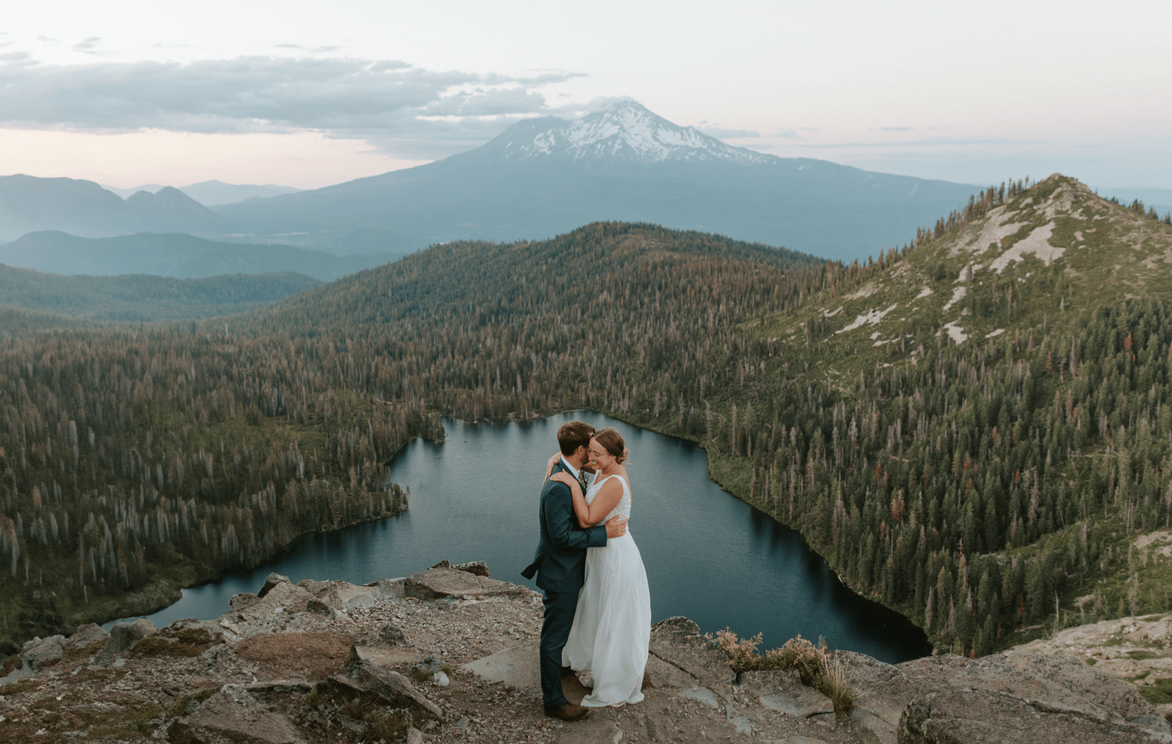 Brianna Park Photography - PNW Weddings - Photographer - Portland Oregon - Blue Suit Mountains Lake Views-min