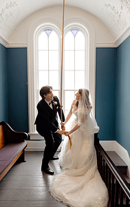Poppy Photography - PNW Weddings - Photographer -Washington - Blue Room Church Windows First Look Veil Boutonniere Bell-min 3 Birds Caravan - Mobile Bridal Suite - Bride Getting Ready-min