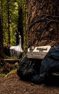 The Dropped Pin - PNW Weddings - Wedding Photographer - Oregon Washington - Hiking Backpacks Forest Tall Trees-min