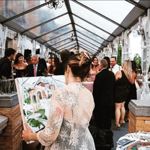 Celebration Paintings - PNW Weddings Live Wedding Painter Outdoor Wedding-min 3 Birds Caravan - Mobile Bridal Suite - Oregon-min