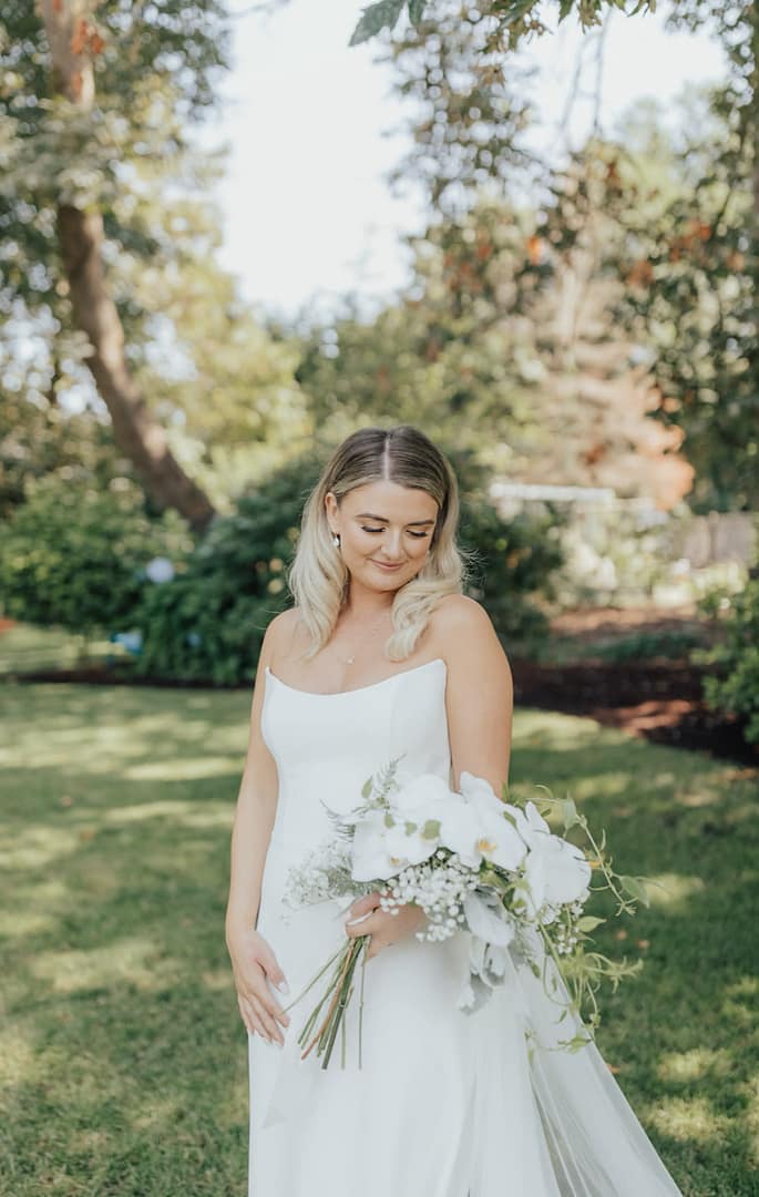 Belle Flower Farm - PNW Weddings - Florist - Vancouver Washington - White Bridal Cascading Bridal Bouquet Whimsical