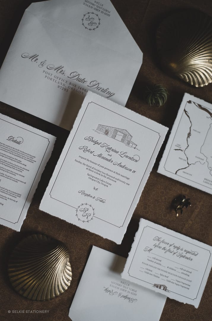 Selkie Stationery Letterpress Natural Rustic Wedding Invitation Suite PNW Weddings-min