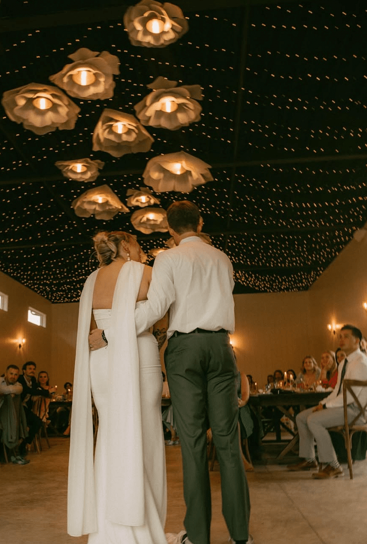Barn And Blossom Nursery-Bride And Groom Grand Entry Into Reception Hall With Illuminated Flower Chandeliers